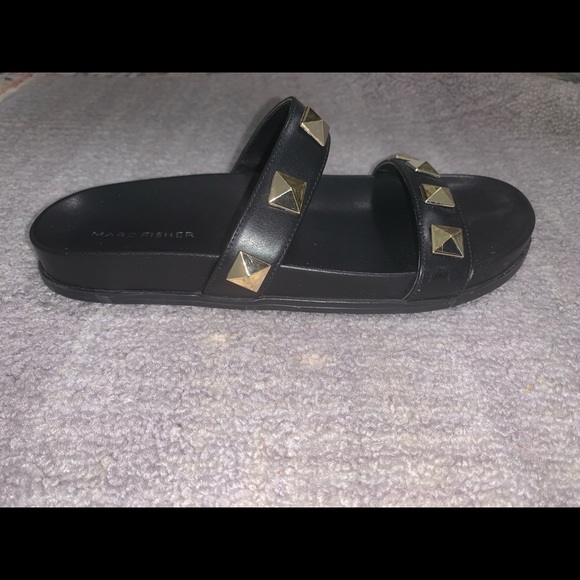Marc Fisher Black and Gold Sandals - Picture 6 of 8